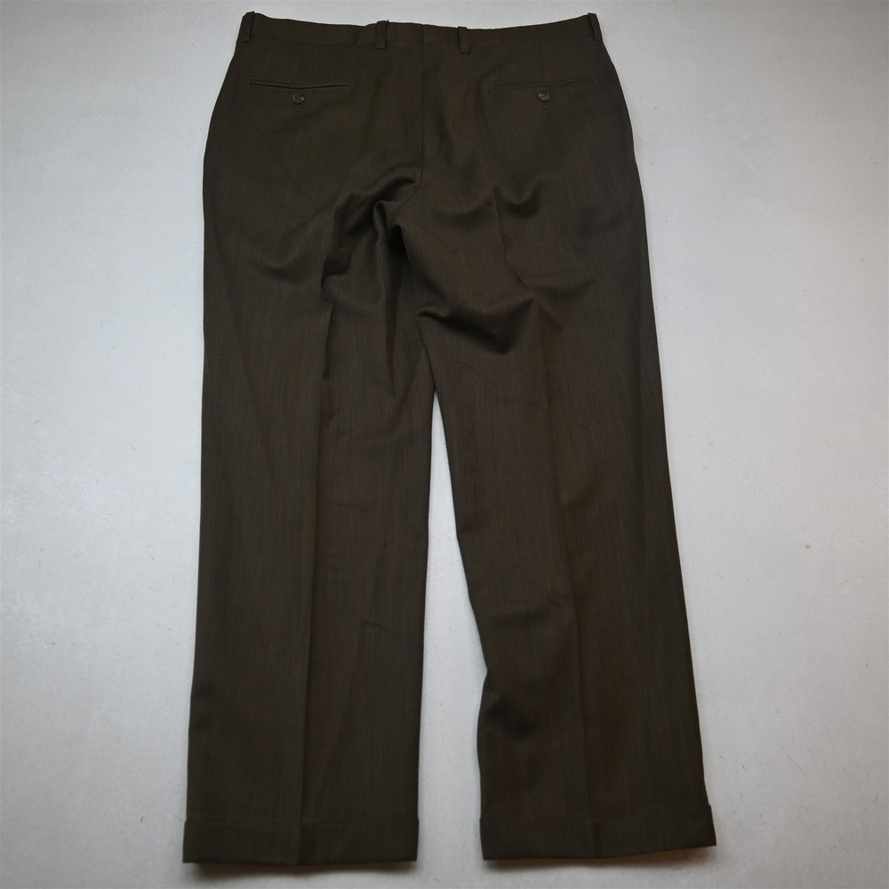 Jack Victor 38x32 Brown 100% Estrato Wool Spencer Cuffed Dress Mens Pants - Picture 9 of 9